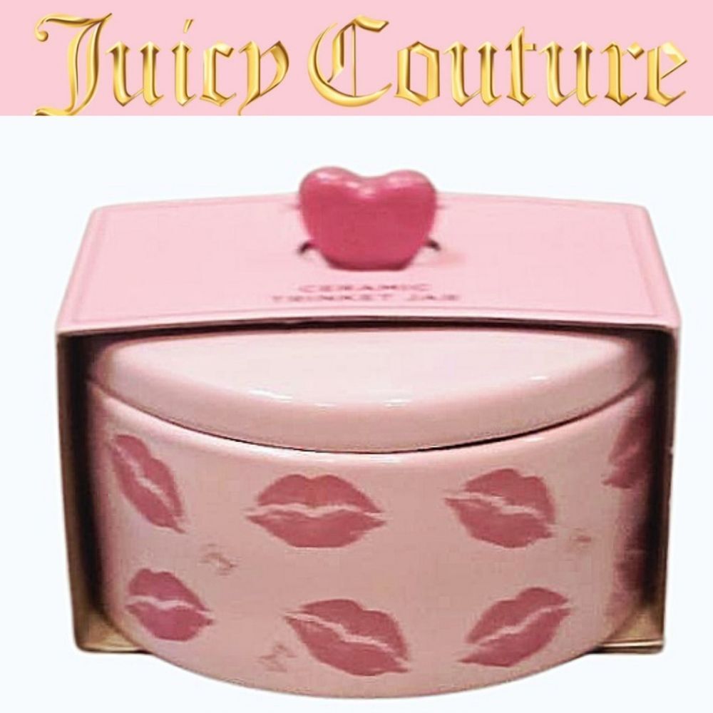 Juicy Couture Home Signature Logo Lips Ceramic Trinket Jar